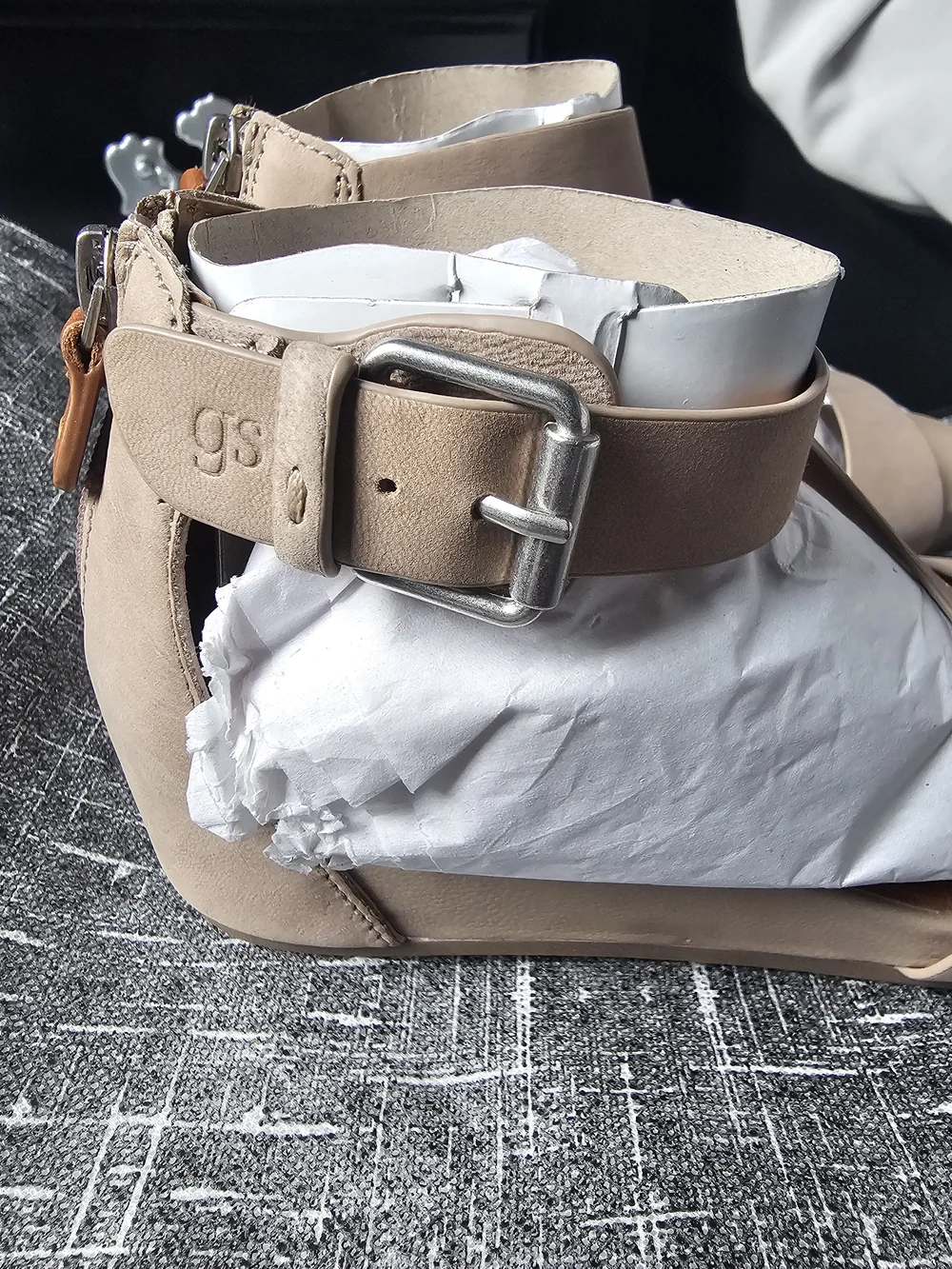 Women's Sandals with Crisscross Ankle-Strap in Taupe by Gentle Souls - Picture 7 of 9